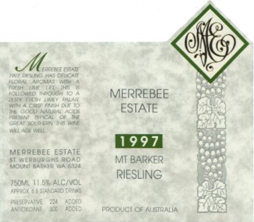 Merrebee Estate 1997 Riesling